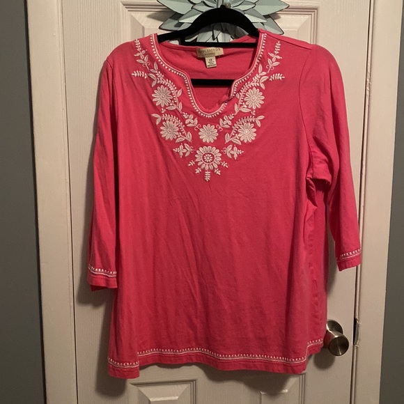 Appleseed's Tops - 🌪Embroidered Pink 3/4 Sleeve